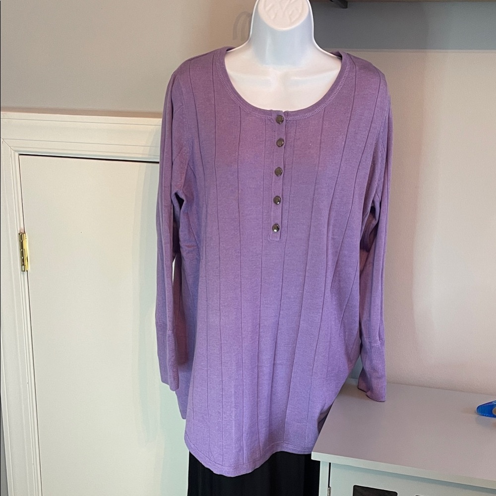 Roaman’s Purple Button-Down Women's Top. Size 12 NWOT